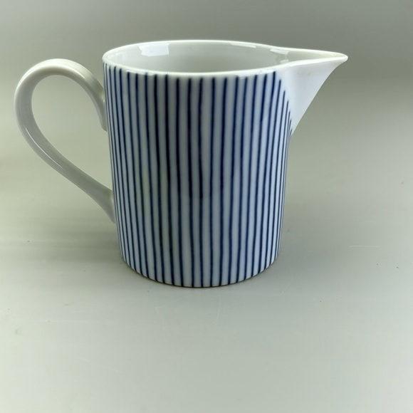 Fitz and Floyd Les Bands Blue and White Striped Sugar Creamer Set - Picture 4 of 15